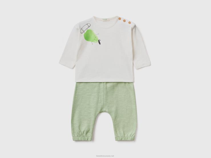 T-Shirt And Trousers Set B4BF5767 Benetton Kids White