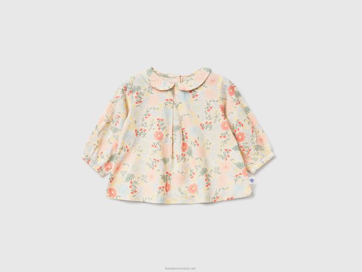 Floral Blouse In Sustainable Viscose B4BF3220 Benetton Kids Multi-Color