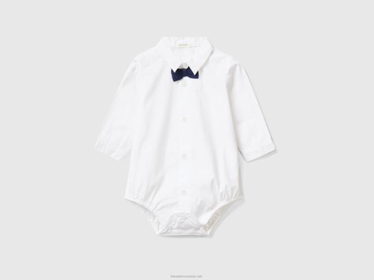 Shirt Bodysuit With Bow Tie B4BF3181 Benetton Kids White