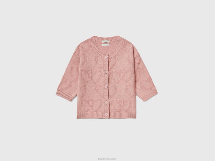 Cardigan In Recycled Cotton Blend B4BF3461 Benetton Kids Soft Pink