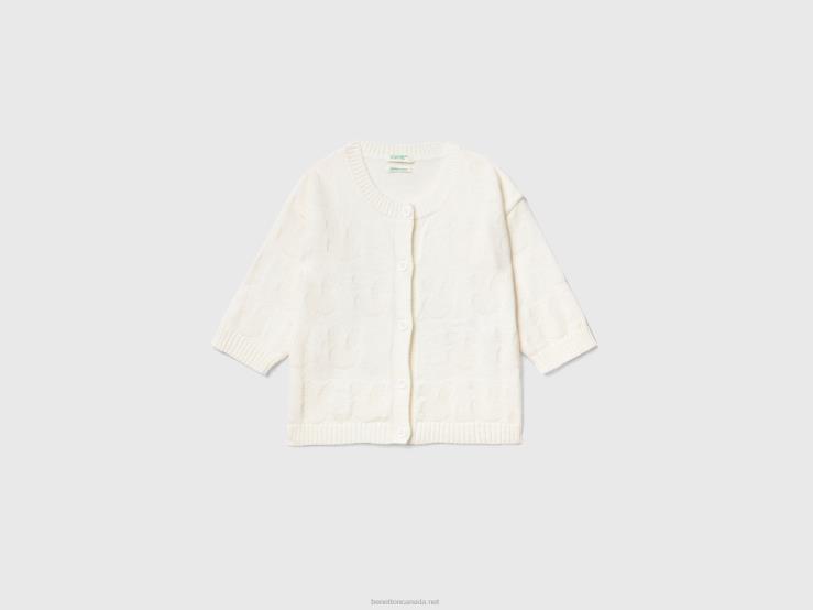 Cardigan In Recycled Cotton Blend B4BF6113 Benetton Kids White