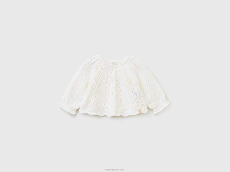 Knit Cardigan With Lurex B4BF6119 Benetton Kids White
