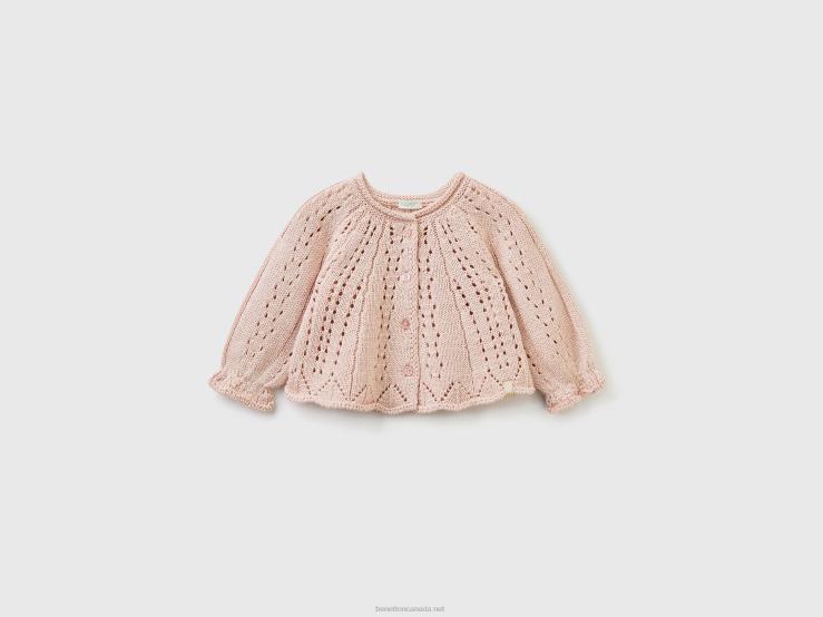 Knit Cardigan With Lurex B4BF6130 Benetton Kids Soft Pink