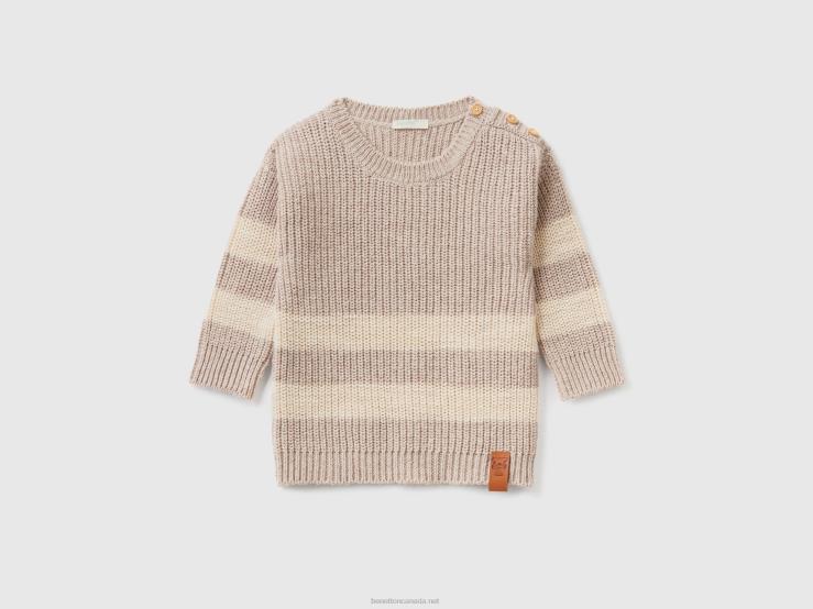 Sweater In Recycled Cotton Blend B4BF6120 Benetton Kids Beige