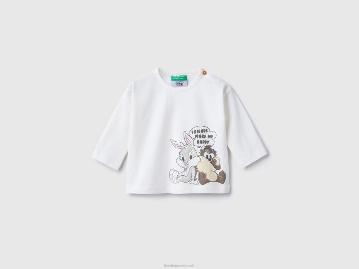 100% Cotton Looney Tunes T-Shirt B4BF3115 Benetton Kids White
