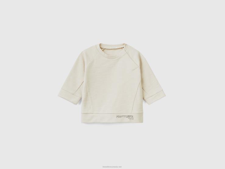 Lightweight 100% Cotton Sweatshirt B4BF3134 Benetton Kids Beige