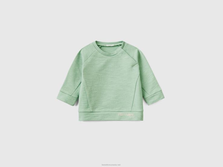 Lightweight 100% Cotton Sweatshirt B4BF5807 Benetton Kids Light Green