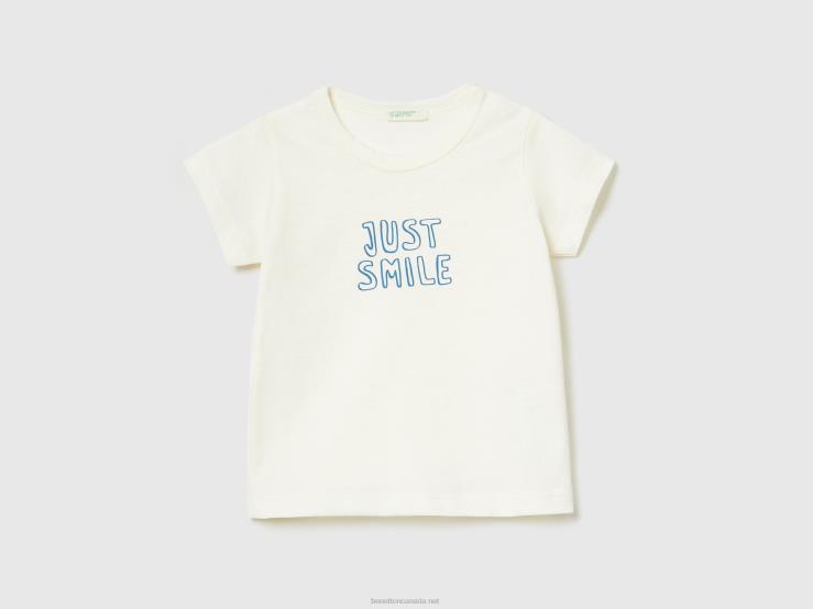 Organic Cotton T-Shirt With Print B4BF3146 Benetton Kids Creamy White