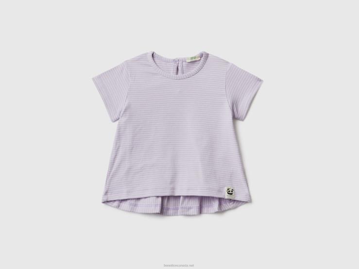 Striped T-Shirt With Ruffles B4BF5824 Benetton Kids Lilac