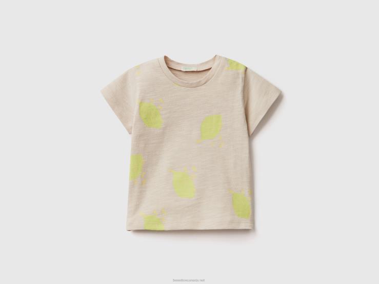 T-Shirt With Fruit Print B4BF5774 Benetton Kids Beige