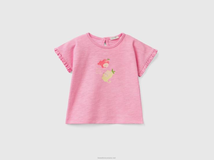 T-Shirt With Fruit Print B4BF5856 Benetton Kids Pink