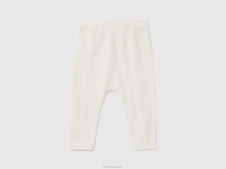 Knit Trousers With Inlay B4BF3266 Benetton Kids White