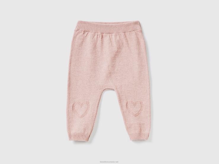 Knit Trousers With Inlay B4BF5941 Benetton Kids Soft Pink