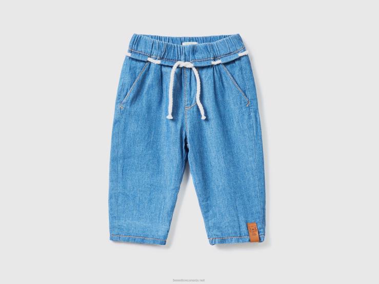 Lightweight Baggy Fit Trousers B4BF3226 Benetton Kids Light Blue