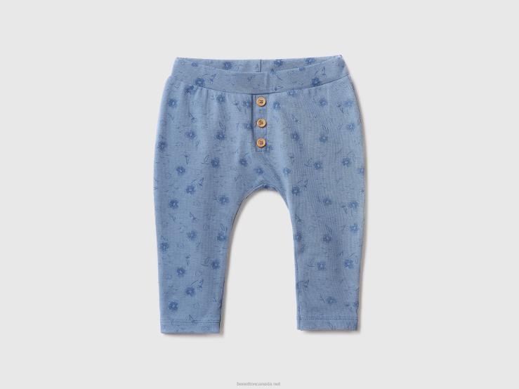 Patterned Stretch Cotton Leggings B4BF5920 Benetton Kids Periwinkle