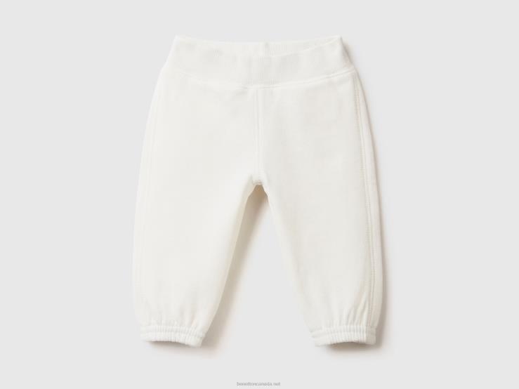 Soft Sweatpants With Embroidery B4BF3225 Benetton Kids Creamy White