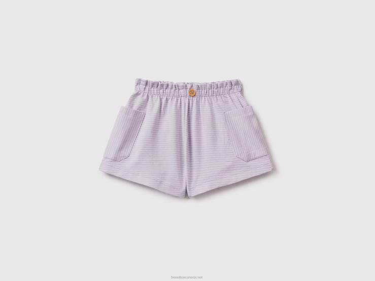 Striped Bermudas With Pockets B4BF3276 Benetton Kids Lilac