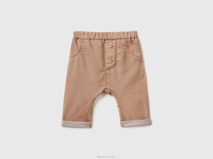 Trousers In Stretch Cotton Blend B4BF5924 Benetton Kids Brown