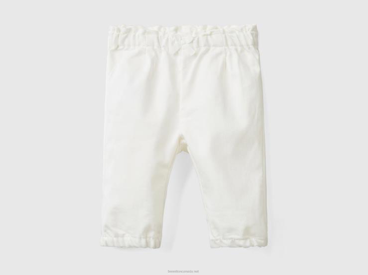 Trousers With Gathered Waist B4BF5916 Benetton Kids Creamy White