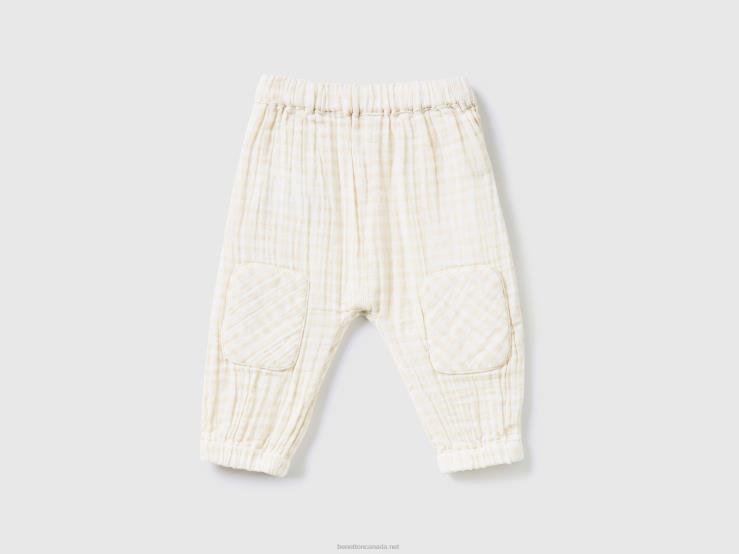 Vichy Trousers In Pure Cotton B4BF5921 Benetton Kids White