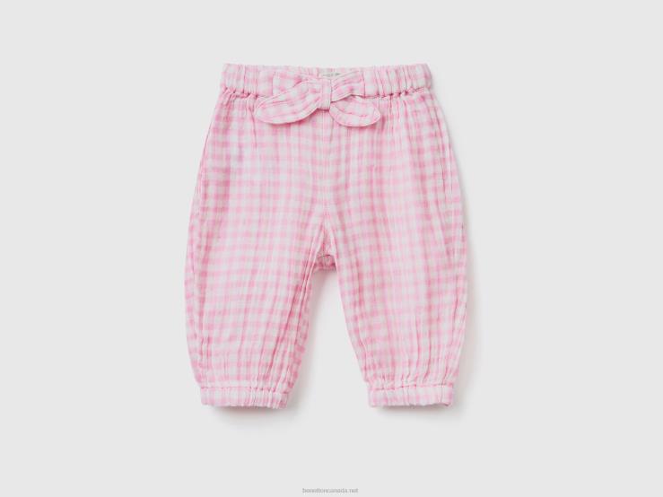 Vichy Trousers With Bow B4BF3244 Benetton Kids White