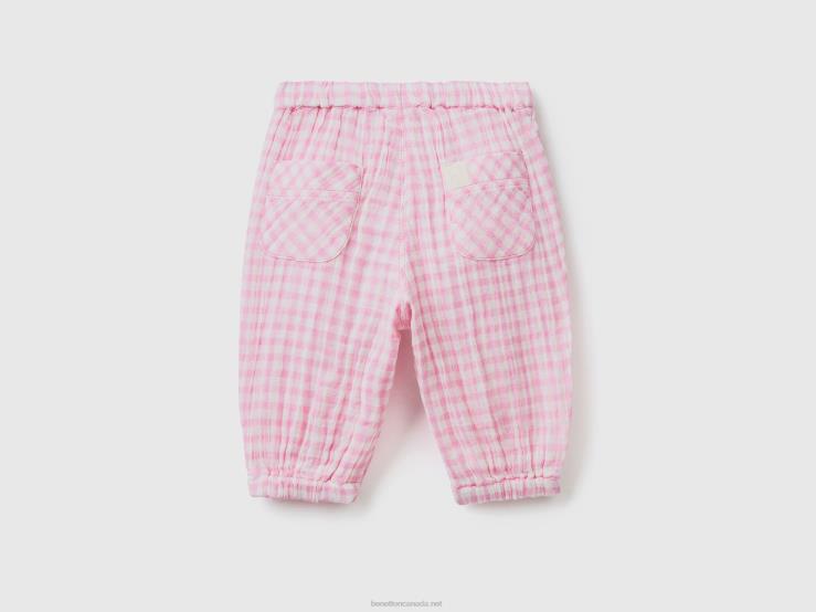 Vichy Trousers With Bow B4BF5922 Benetton Kids White