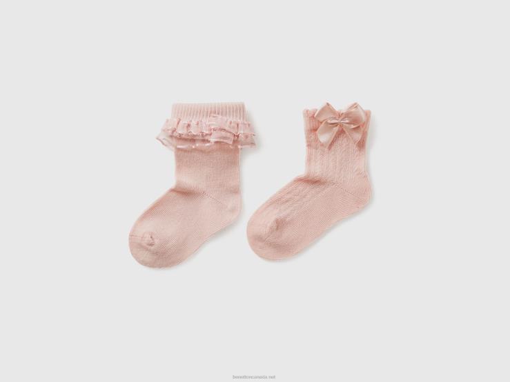 Sock Set In Cotton Blend B4BF3300 Benetton Kids Pink