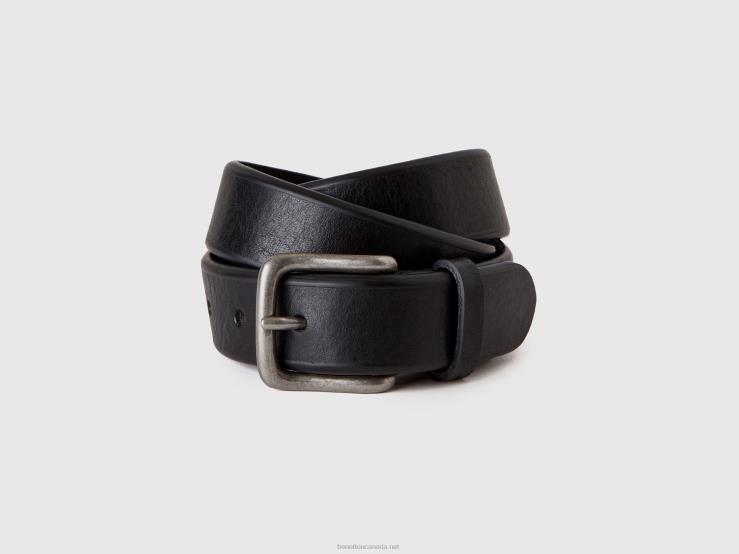 Genuine Leather Belt B4BF1539 Benetton Men Black