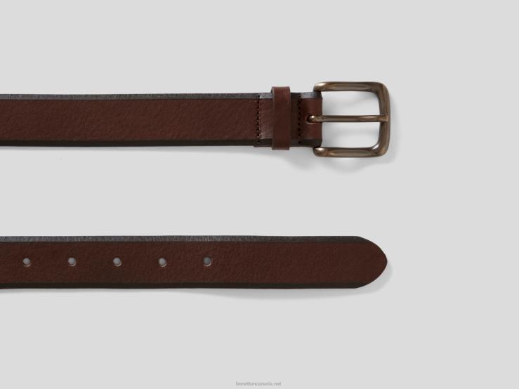 Genuine Leather Belt B4BF1553 Benetton Men Brown