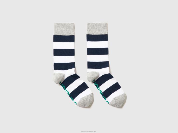 Sock Set In Organic Stretch Cotton Blend B4BF703 Benetton Men Blue