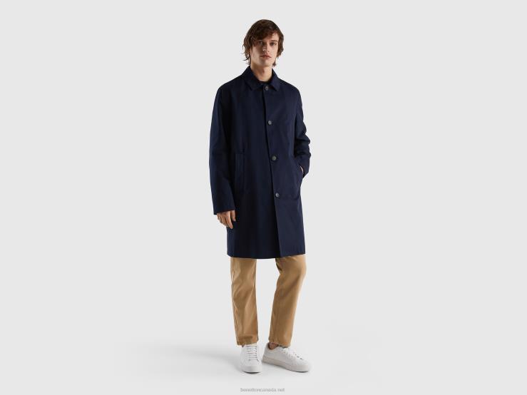 Coat Lined In Cotton B4BF1182 Benetton Men Dark Blue