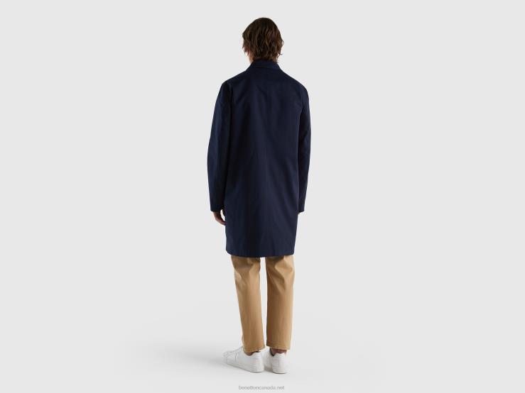 Coat Lined In Cotton B4BF1182 Benetton Men Dark Blue