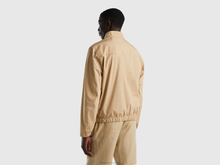 Lightweight Jacket With Zip B4BF1187 Benetton Men Beige
