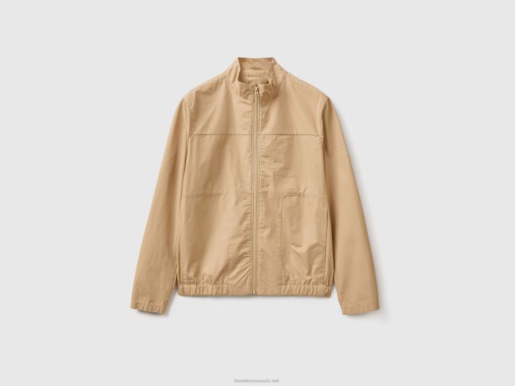 Lightweight Jacket With Zip B4BF1187 Benetton Men Beige