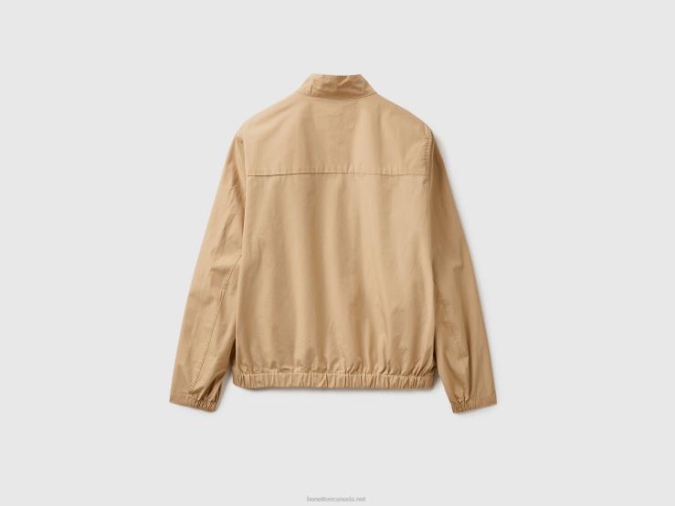 Lightweight Jacket With Zip B4BF1187 Benetton Men Beige