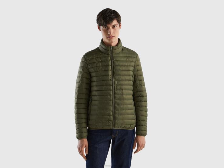 Padded Jacket With Recycled Wadding B4BF1197 Benetton Men Military Green