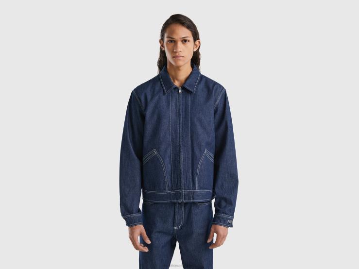 Rider Jacket With Zip B4BF1186 Benetton Men Dark Blue