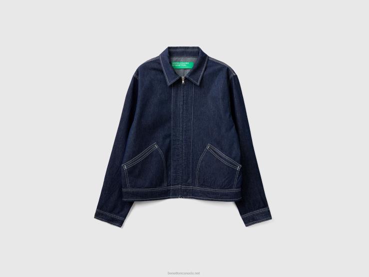 Rider Jacket With Zip B4BF1186 Benetton Men Dark Blue