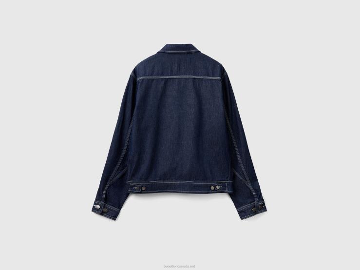 Rider Jacket With Zip B4BF1186 Benetton Men Dark Blue