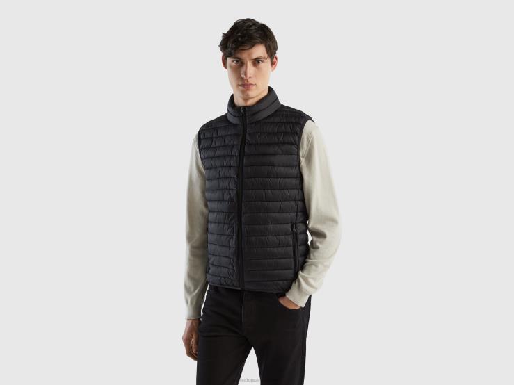 Sleeveless Puffer Jacket With Recycled Wadding B4BF1184 Benetton Men Black
