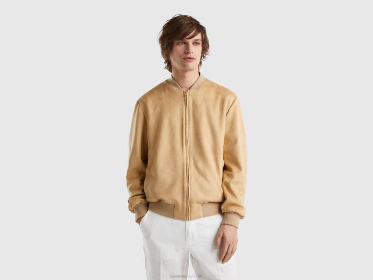 Suede-Look Bomber B4BF1196 Benetton Men Camel
