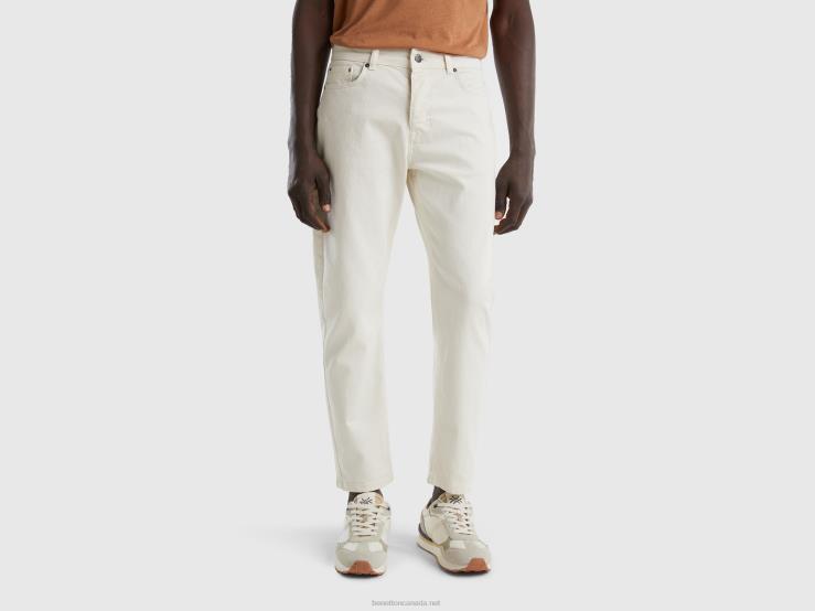 Carrot Fit Trousers B4BF4674 Benetton Men Creamy White