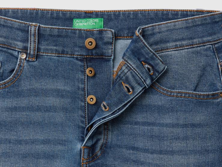 Five Pocket Slim Fit Jeans B4BF4670 Benetton Men Blue