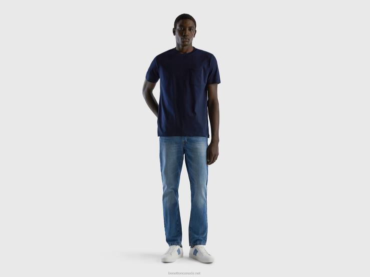 Straight Leg 100% Cotton Jeans B4BF1482 Benetton Men Blue