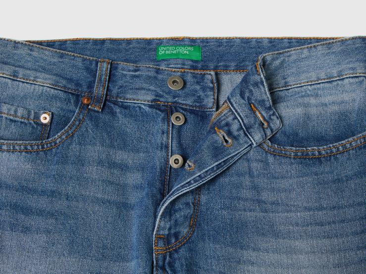 Straight Leg 100% Cotton Jeans B4BF1482 Benetton Men Blue