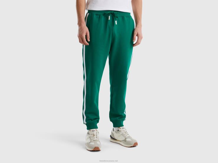 Joggers With Side Bands B4BF1424 Benetton Men Dark Green