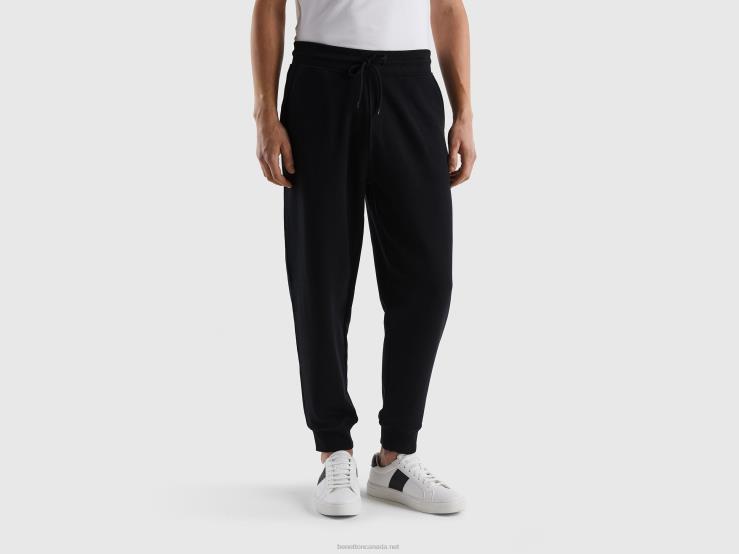 Sweat Joggers In 100% Cotton B4BF1416 Benetton Men Black