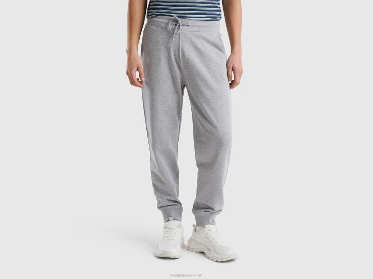Sweat Joggers In 100% Cotton B4BF4630 Benetton Men Light Gray