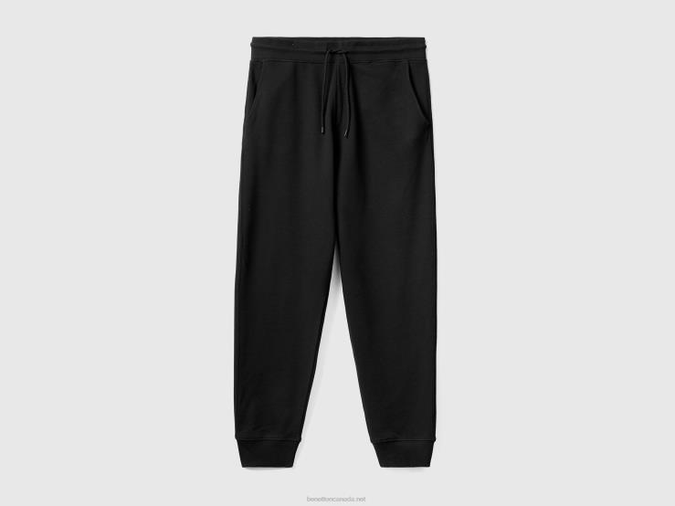 Sweat Joggers In 100% Cotton B4BF4638 Benetton Men Black