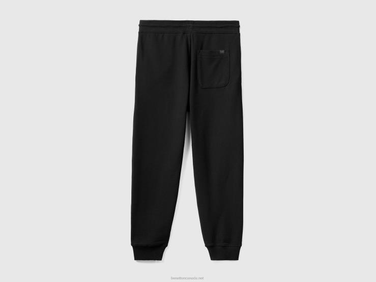Sweat Joggers In 100% Cotton B4BF4638 Benetton Men Black